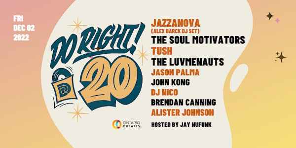 DO RIGHT! 20 event Revival Bar Toronto